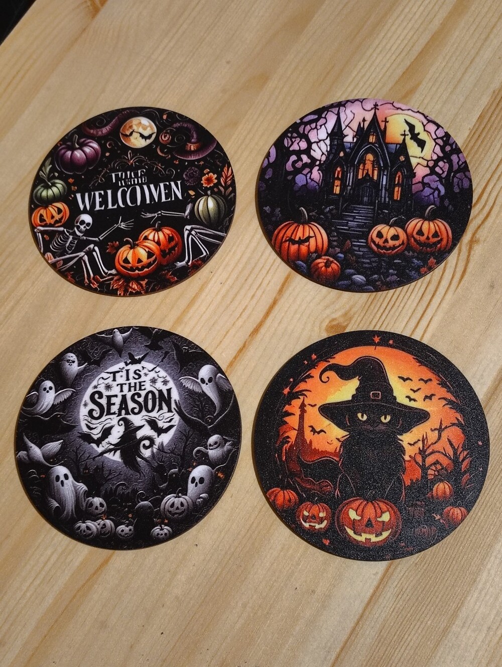 2/$15 Halloween Round Coasters Set